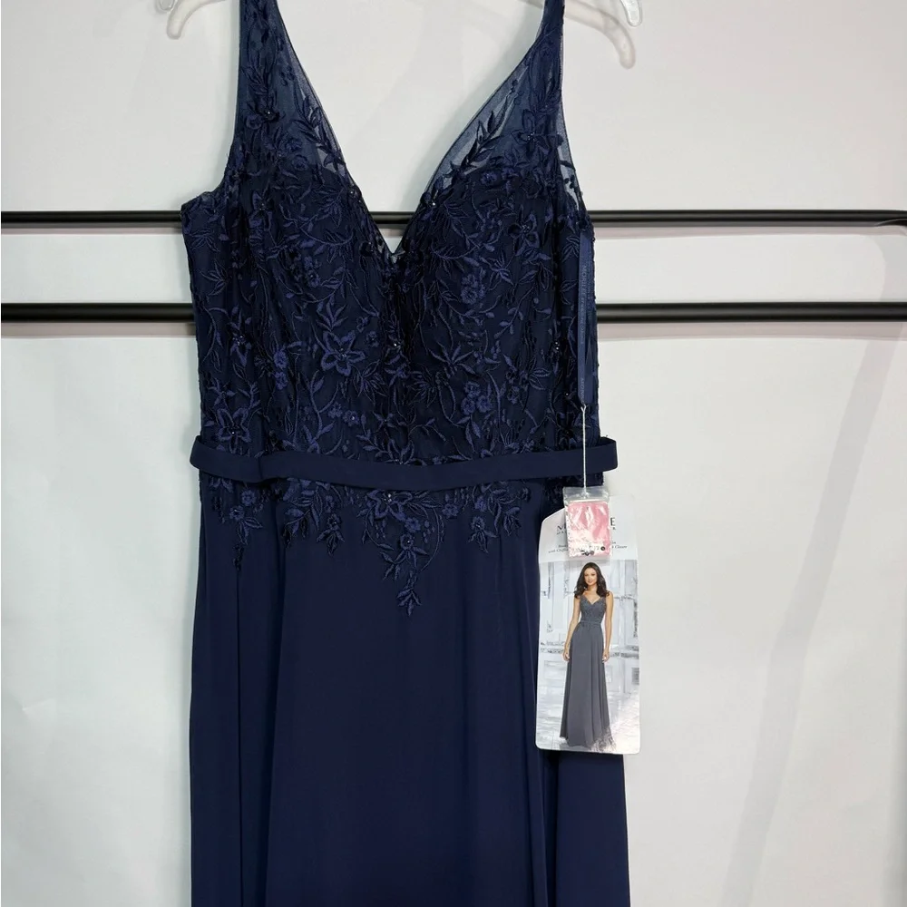 Morilee Madeline Gardner Bridesmaid Dress Style 21544 Navy Size 18 NWT - Picture 3 of 8